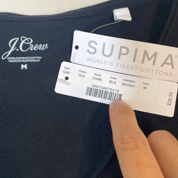 NWT. J. Crew Medium Supima Cotton Black Short Sleeve T Shirt. - Picture 2 of 6